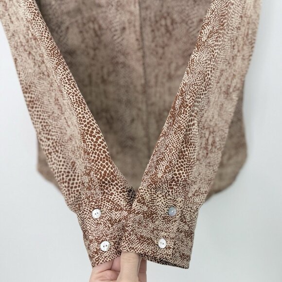 NWT A New Day‎ Button Front Brown Snake Print Satin Shirt Sz Sm, Boho, Office - Picture 5 of 11
